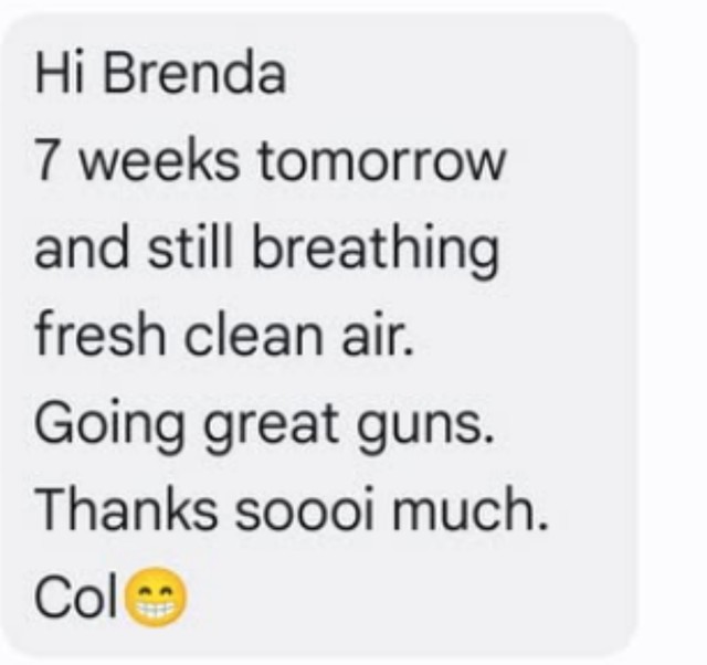 A text message Brenda was sent by a client called Col