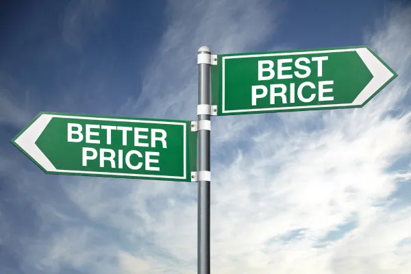 Better Price and Best Price comparison sign
