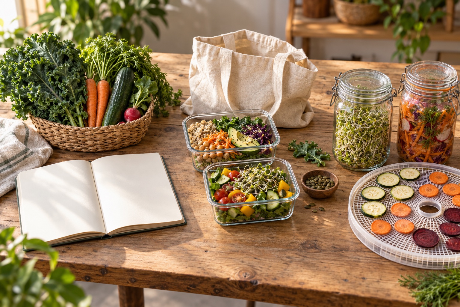 Three connected stages of learning from foundational produce to daily meal preparation and advanced food skills
