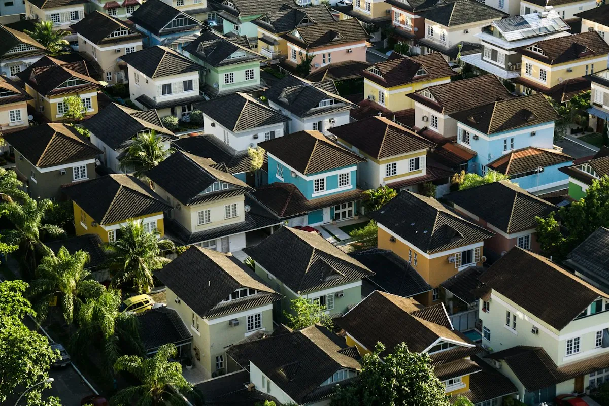 Rooftops of a neighborhood from above