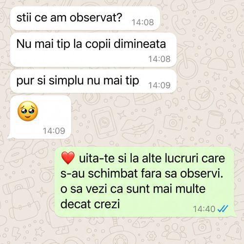 Testimonial WhatsApp — nu mai țip la copii dimineața