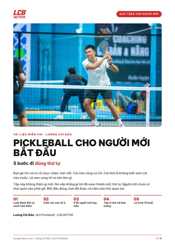 Bìa Pickleball cho người mới bắt đầu
