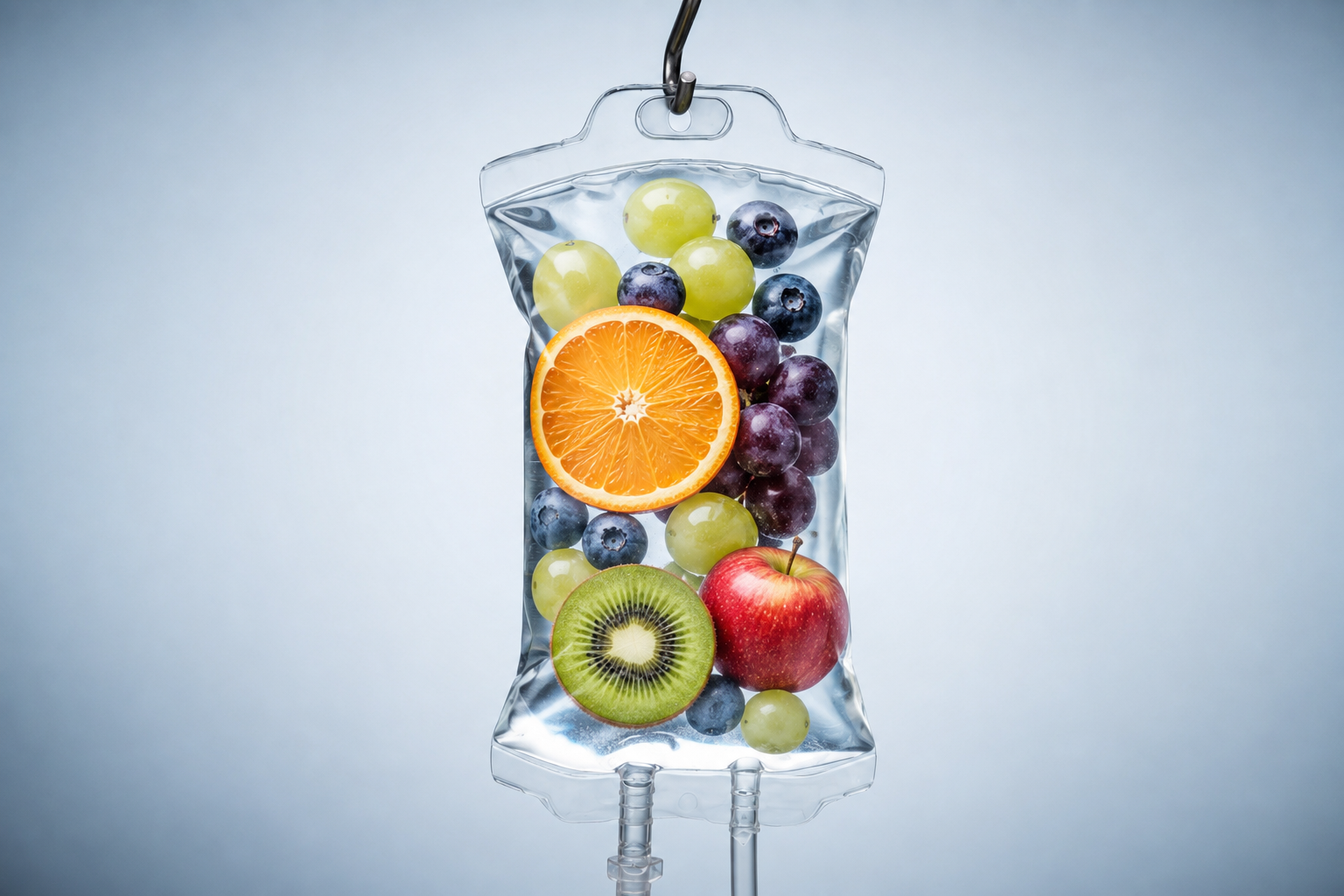 Fruit-filled IV infusion bag
