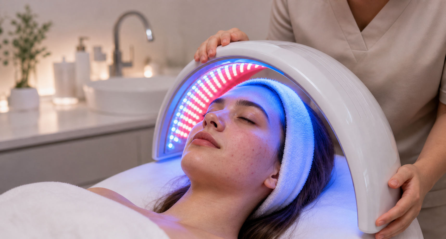 Acne clarifying LED facial treatment