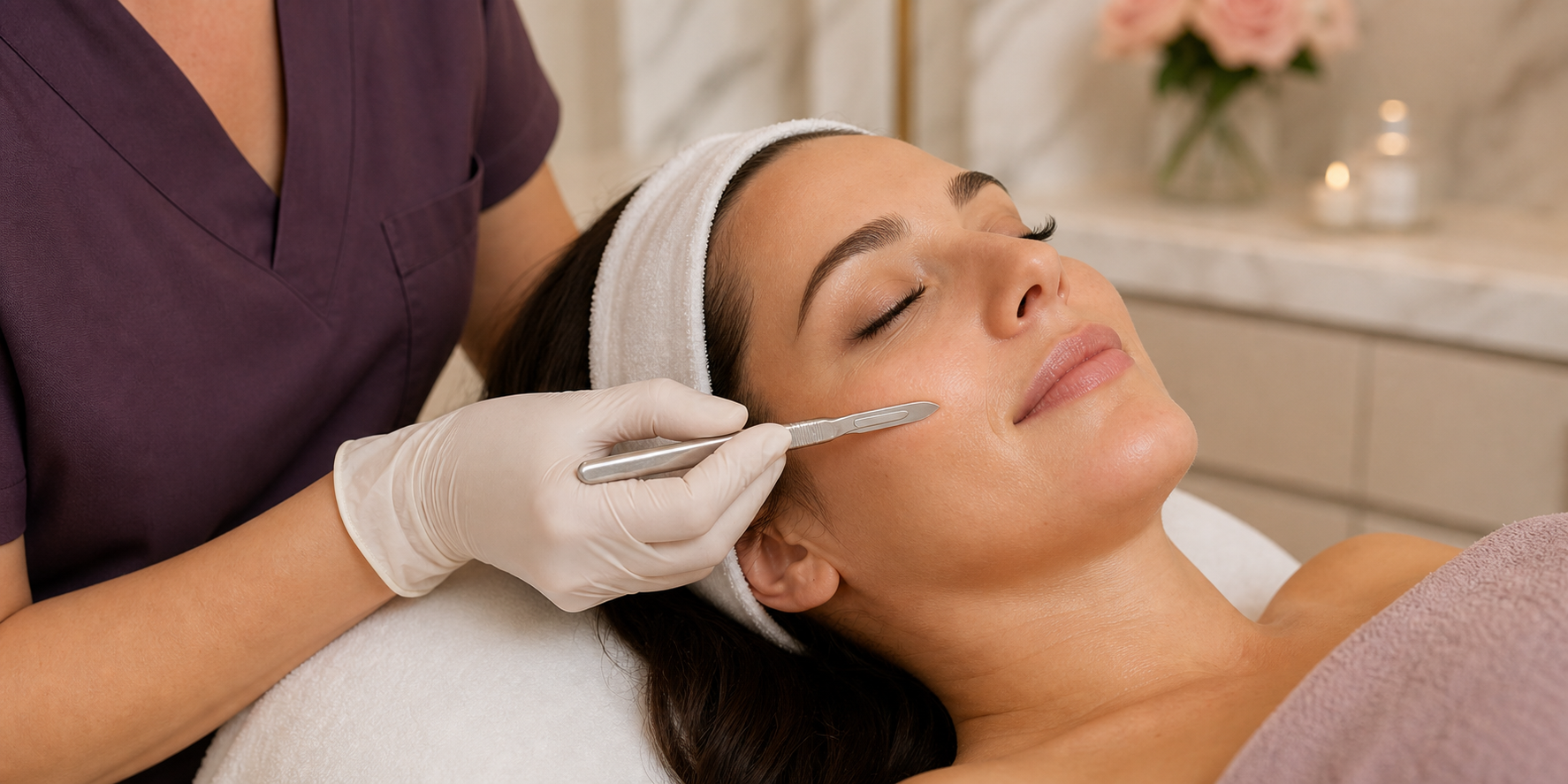 Professional dermaplaning treatment