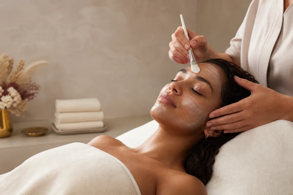 Client enjoying a professional facial treatment at a serene med spa