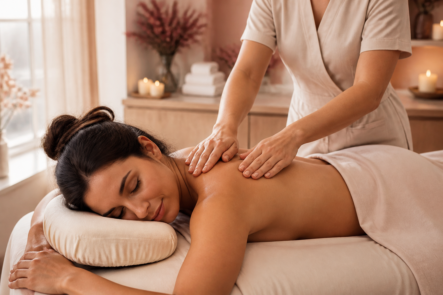 Client receiving a professional relaxing massage