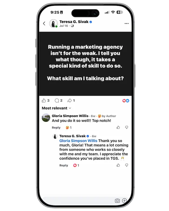 Contractor marketing success feedback chat screenshot