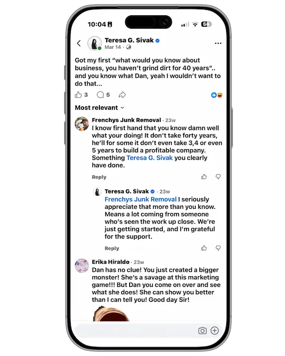 TGS Marketing client review screenshot from social media