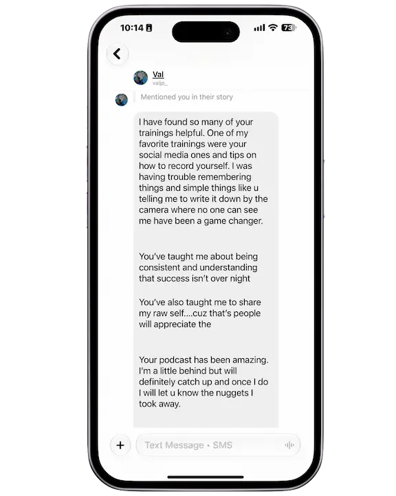 Review from Val about the helpfulness of the social media trainings and podcast