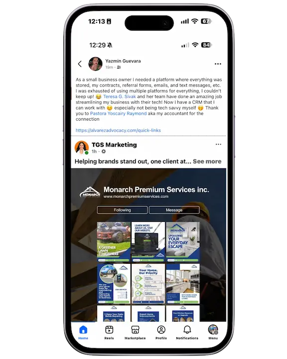 Full testimonial from Yazmin Guevara appreciating the CRM and tech streamlining for her business