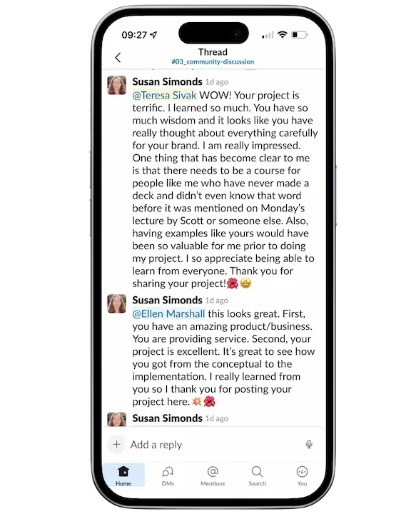 Feedback from Susan Simonds praising the wisdom and careful brand planning of the project