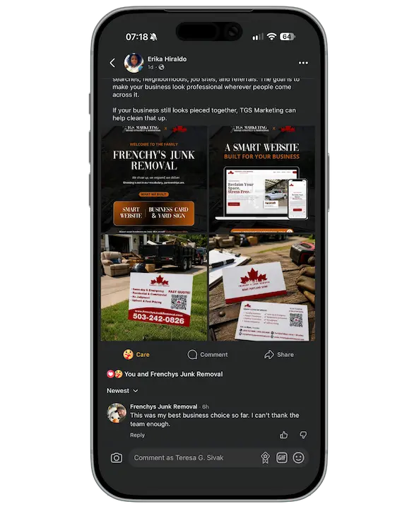 Positive business review from Facebook