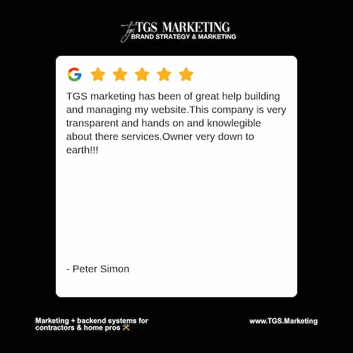 TGS Marketing 5-star client review and testimonial on Instagram