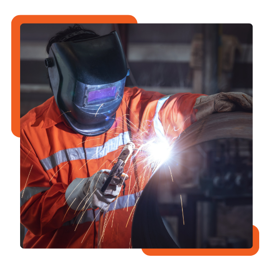 Mobile welding technician repairing metal components on-site.