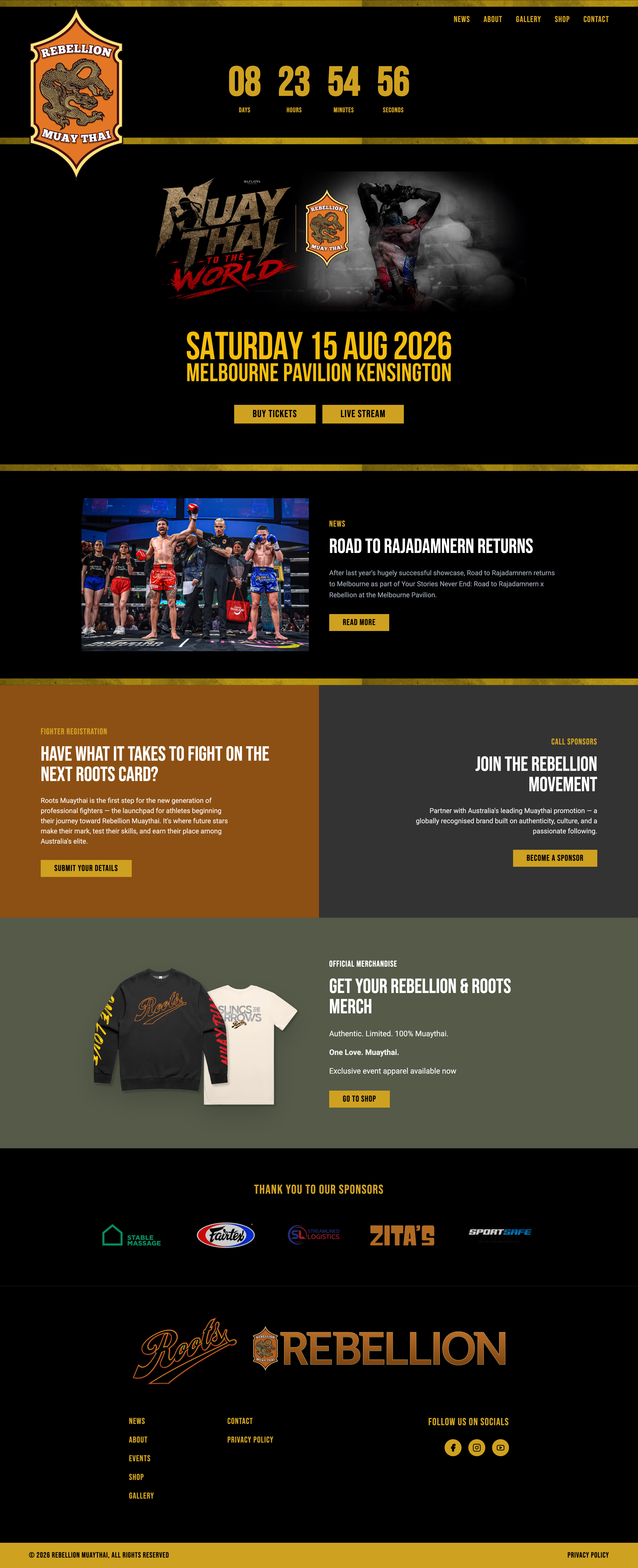Muay Thai Gym Website 02 website built by Combat Success Systems