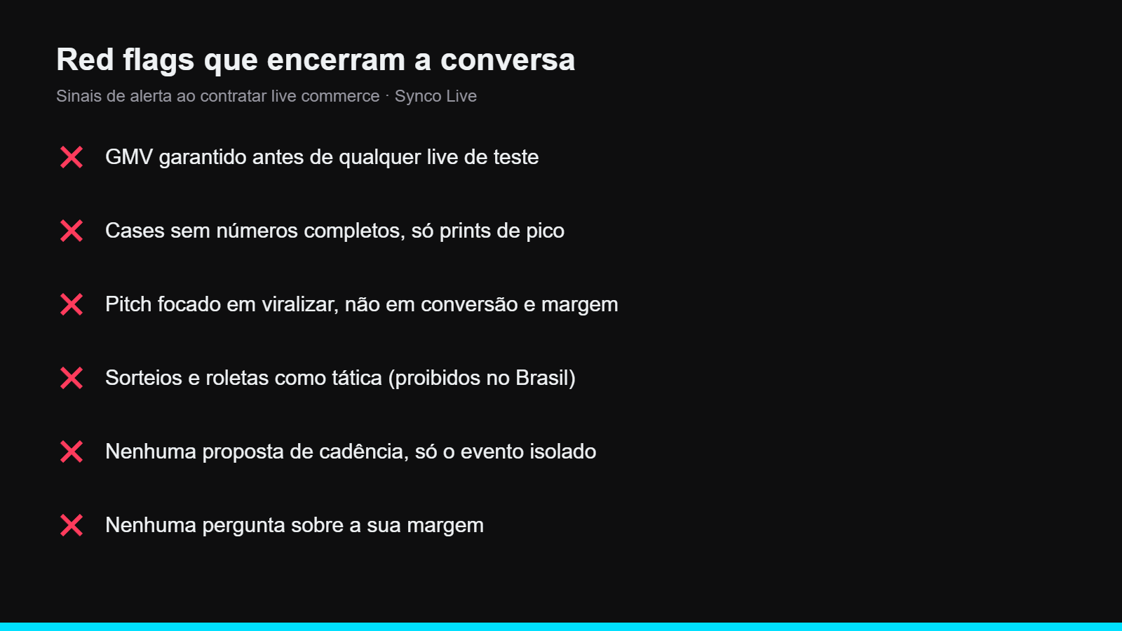 Infográfico: red flags ao contratar uma agência de live commerce