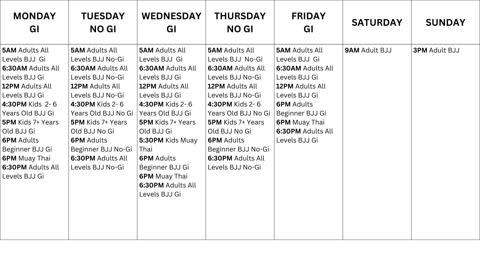 desktop full class schedule