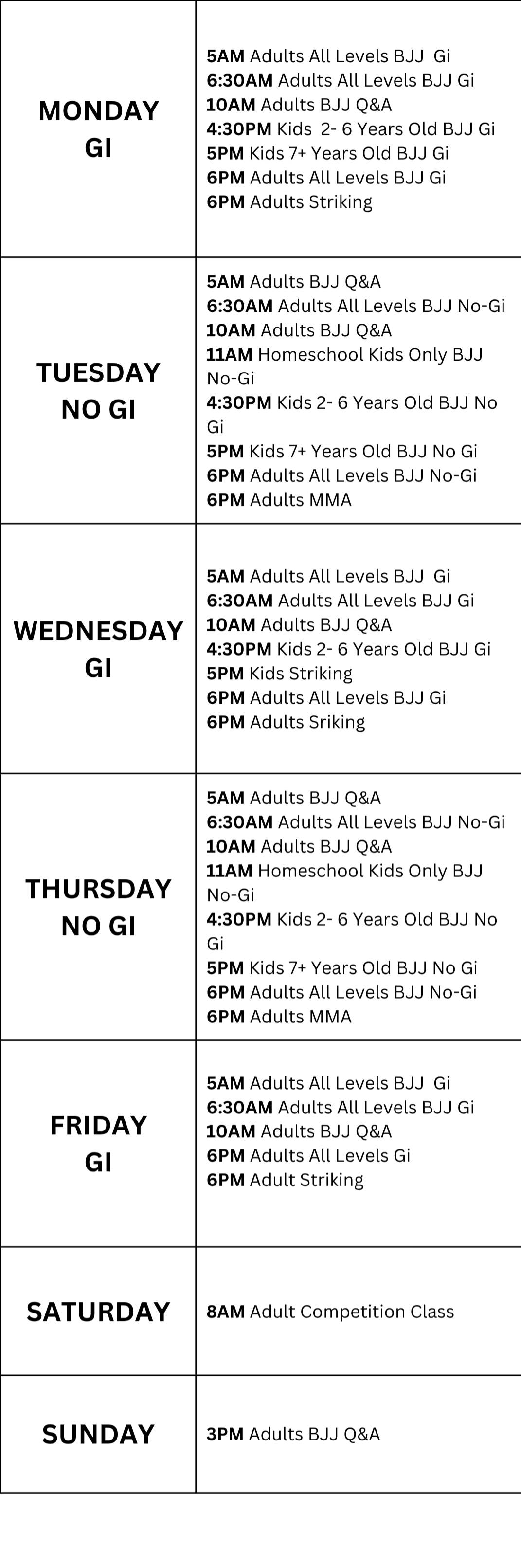 mobile full schedule