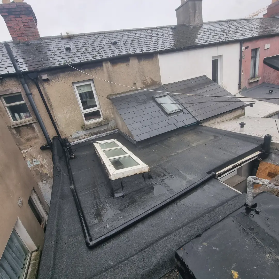 Fresh torch-on flat roof after renewal