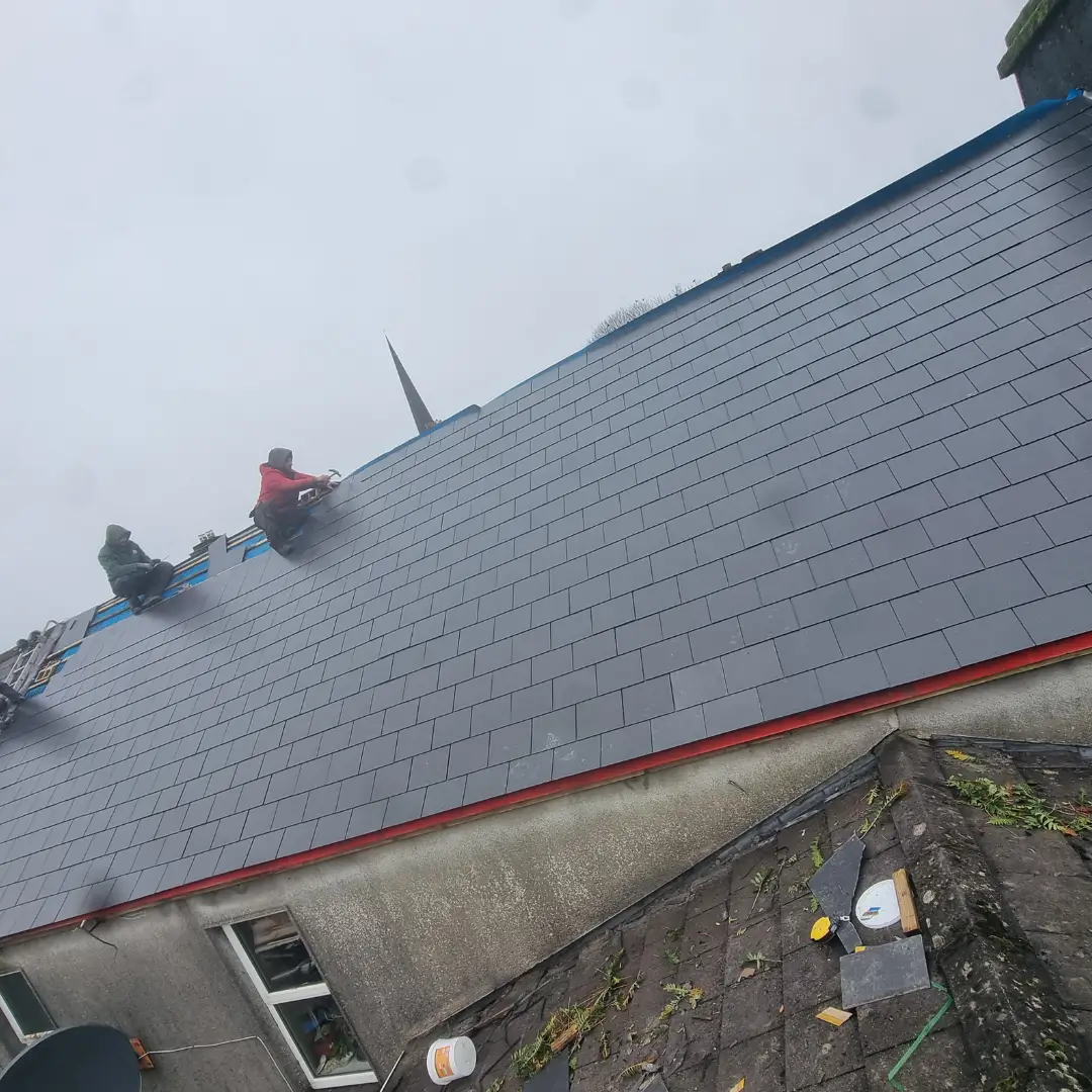 Completed slate roof relay