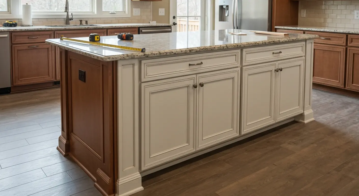 Kitchen island cabinetry installation