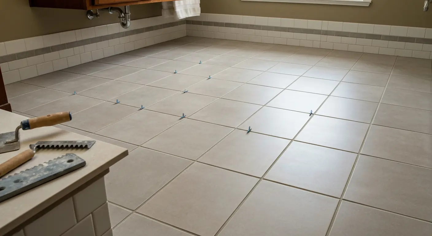 Bathroom floor tile installation