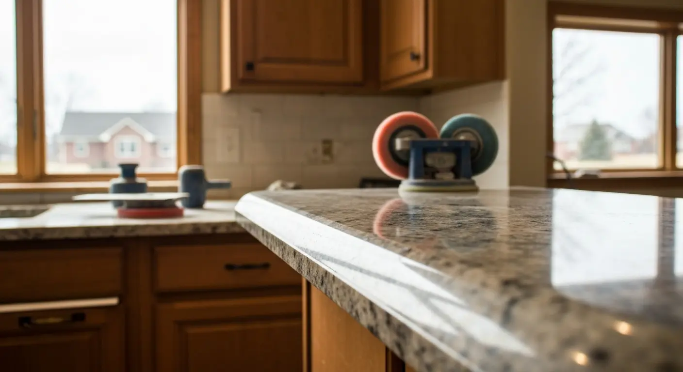 Edge detail on finished countertop