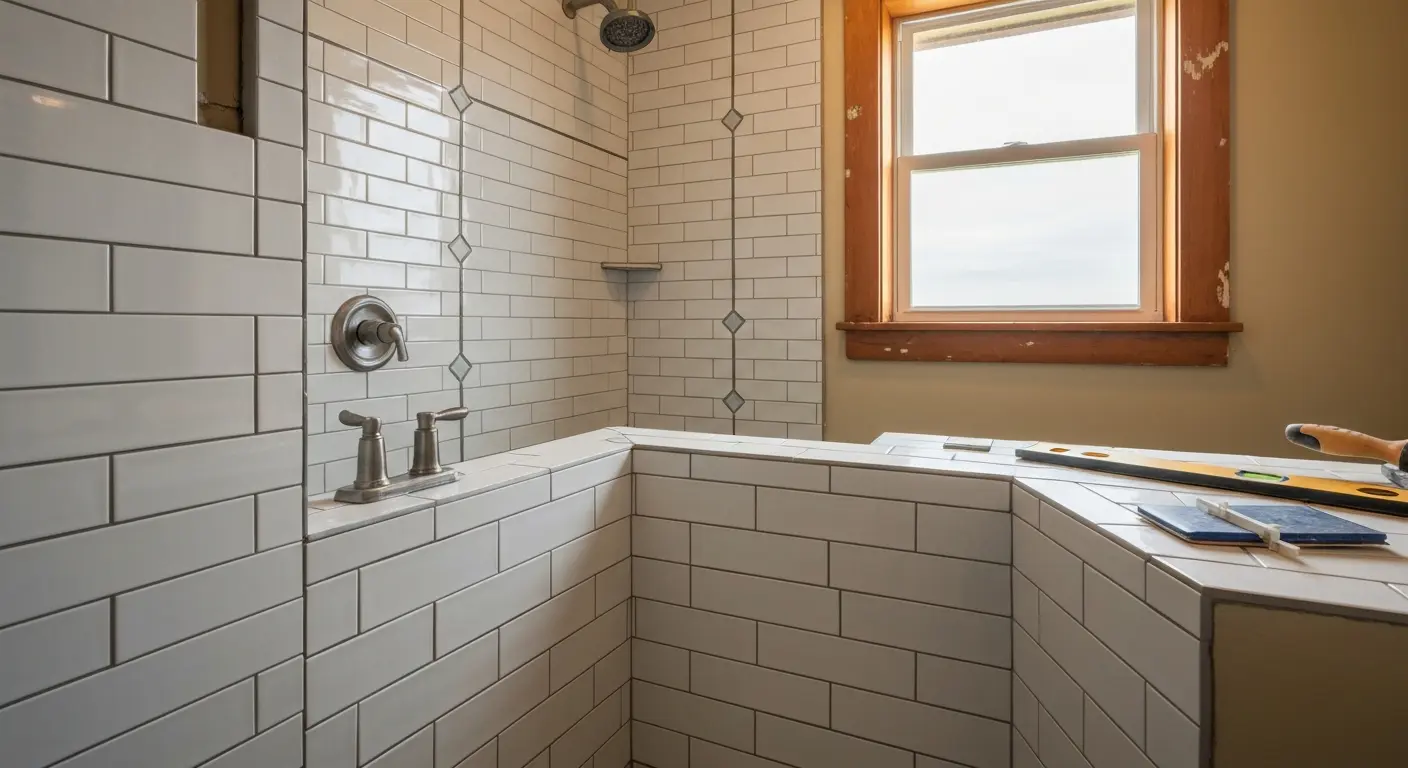 Tile shower installation in Gardner home