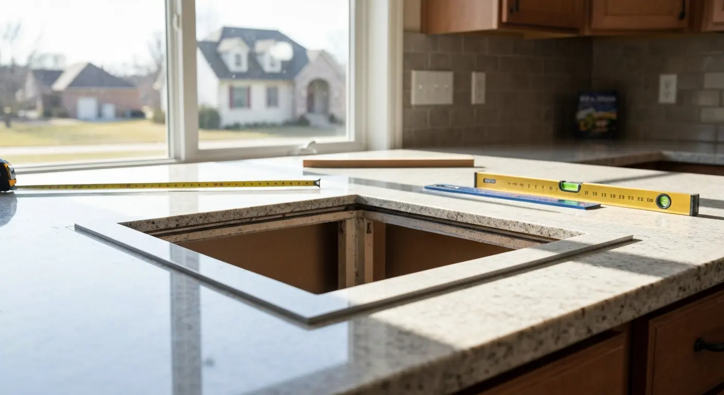 Cooktop opening in countertop