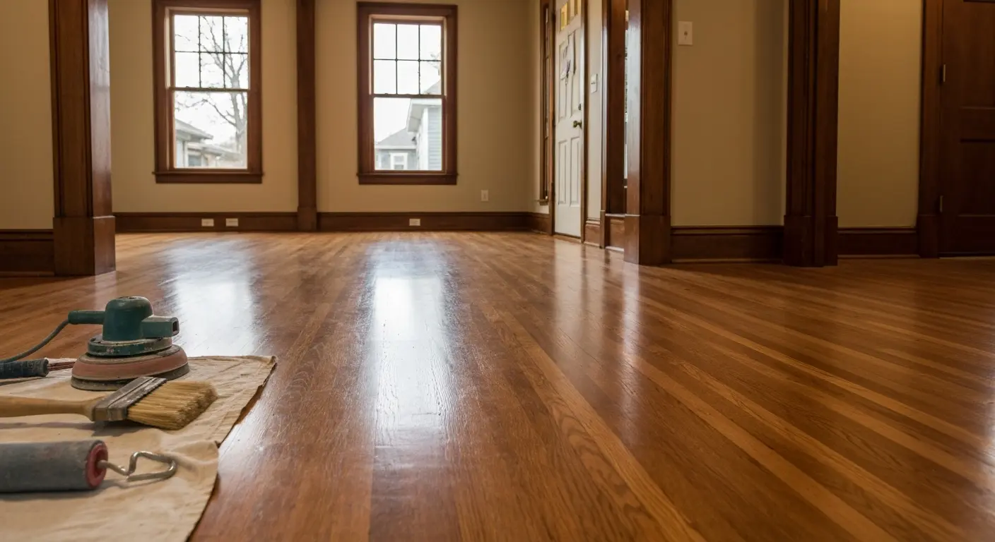 Finished hardwood floor staining and sealing