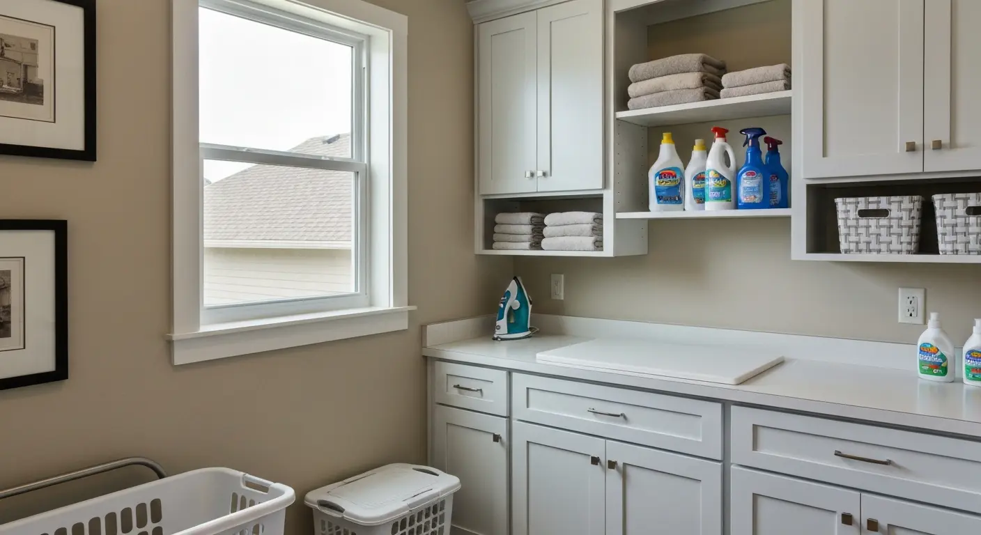 Custom laundry room cabinet storage