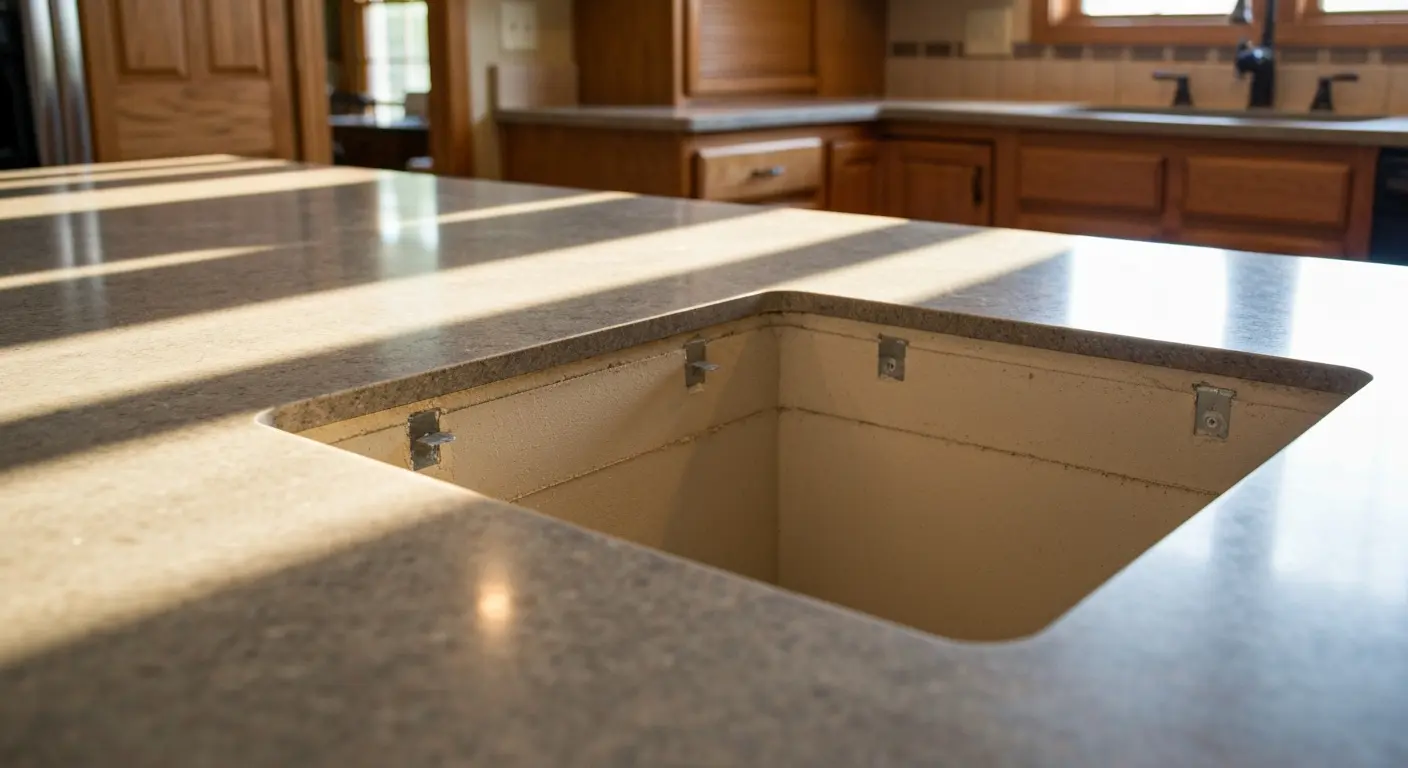 Sink cutout detail in countertop