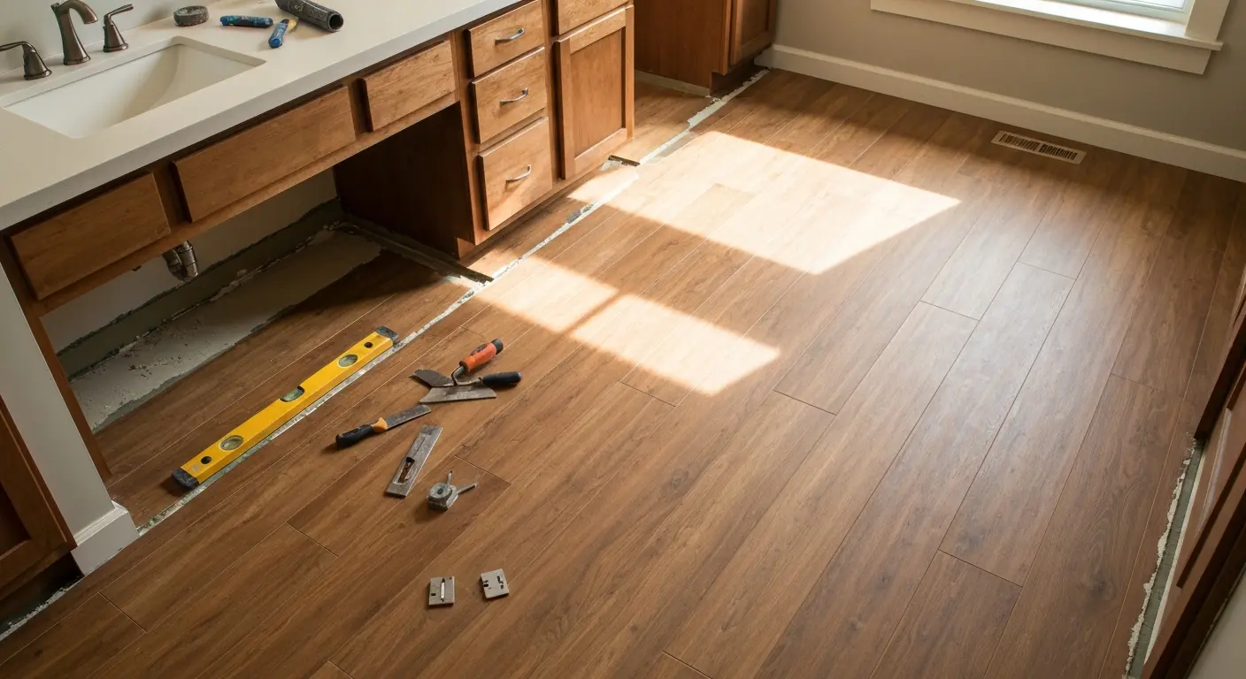 Vinyl plank bathroom flooring