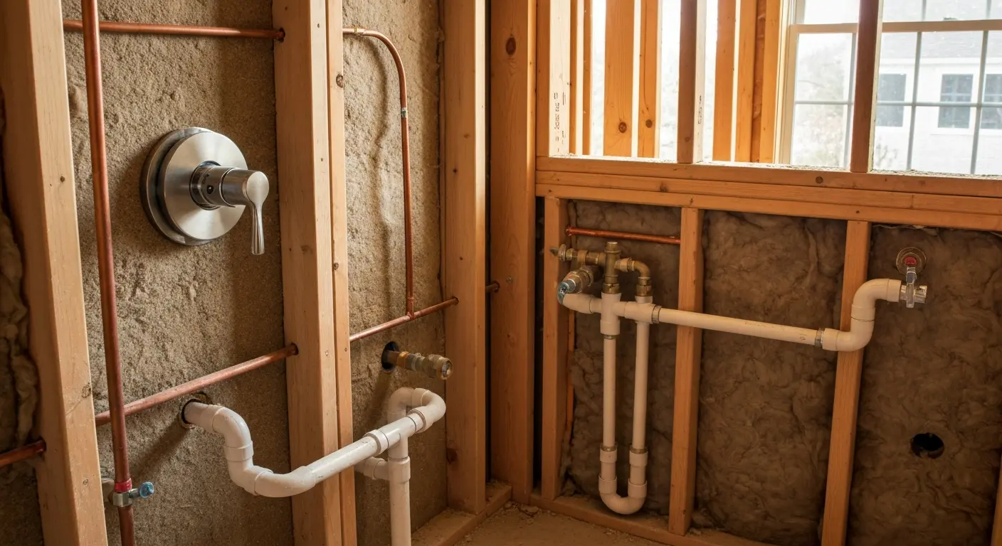 Bathroom plumbing rough-in work