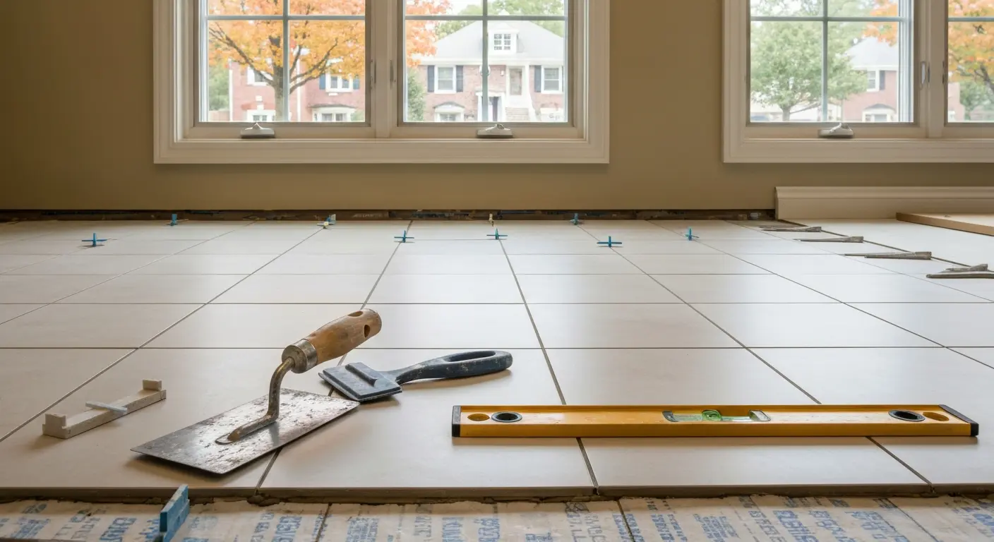 Bathroom floor tile installation