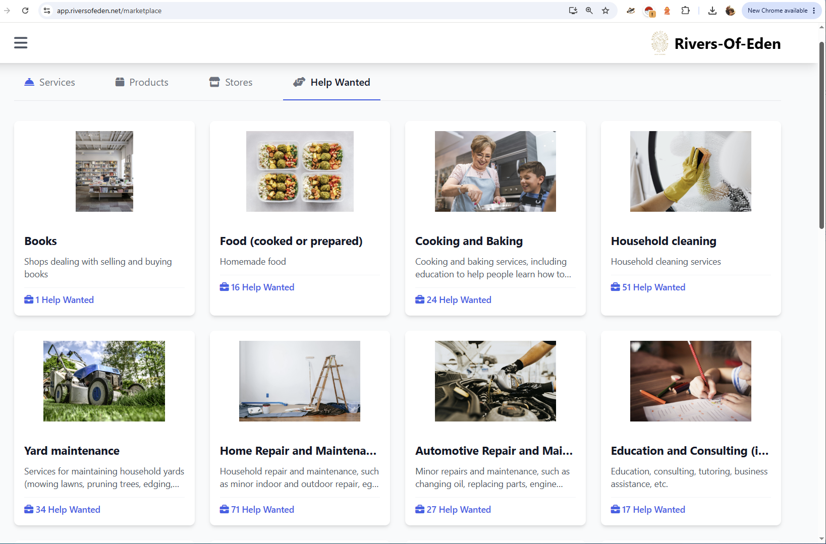 Commonweave Help Wanted categories