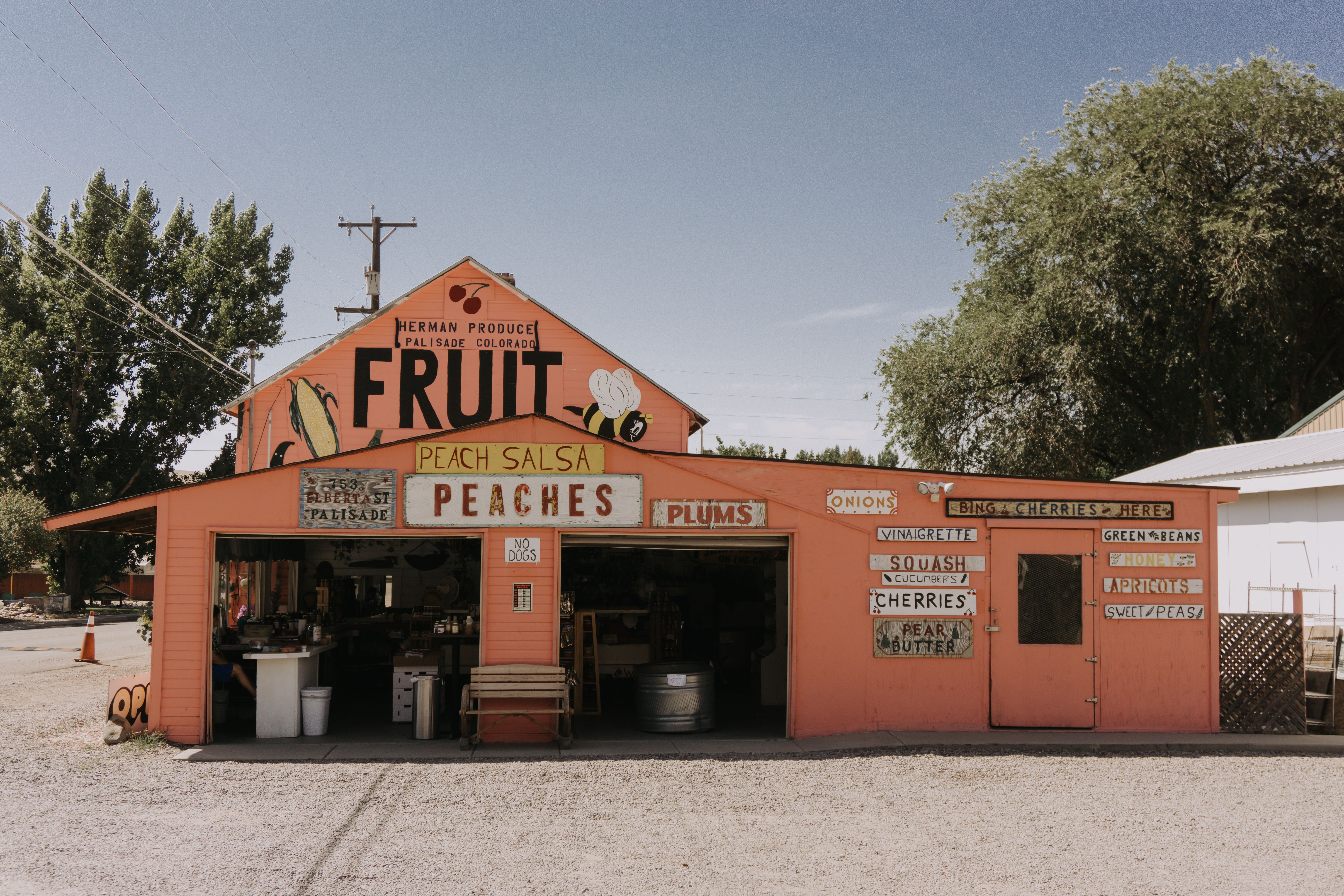 A colorful independent fruit and produce stand