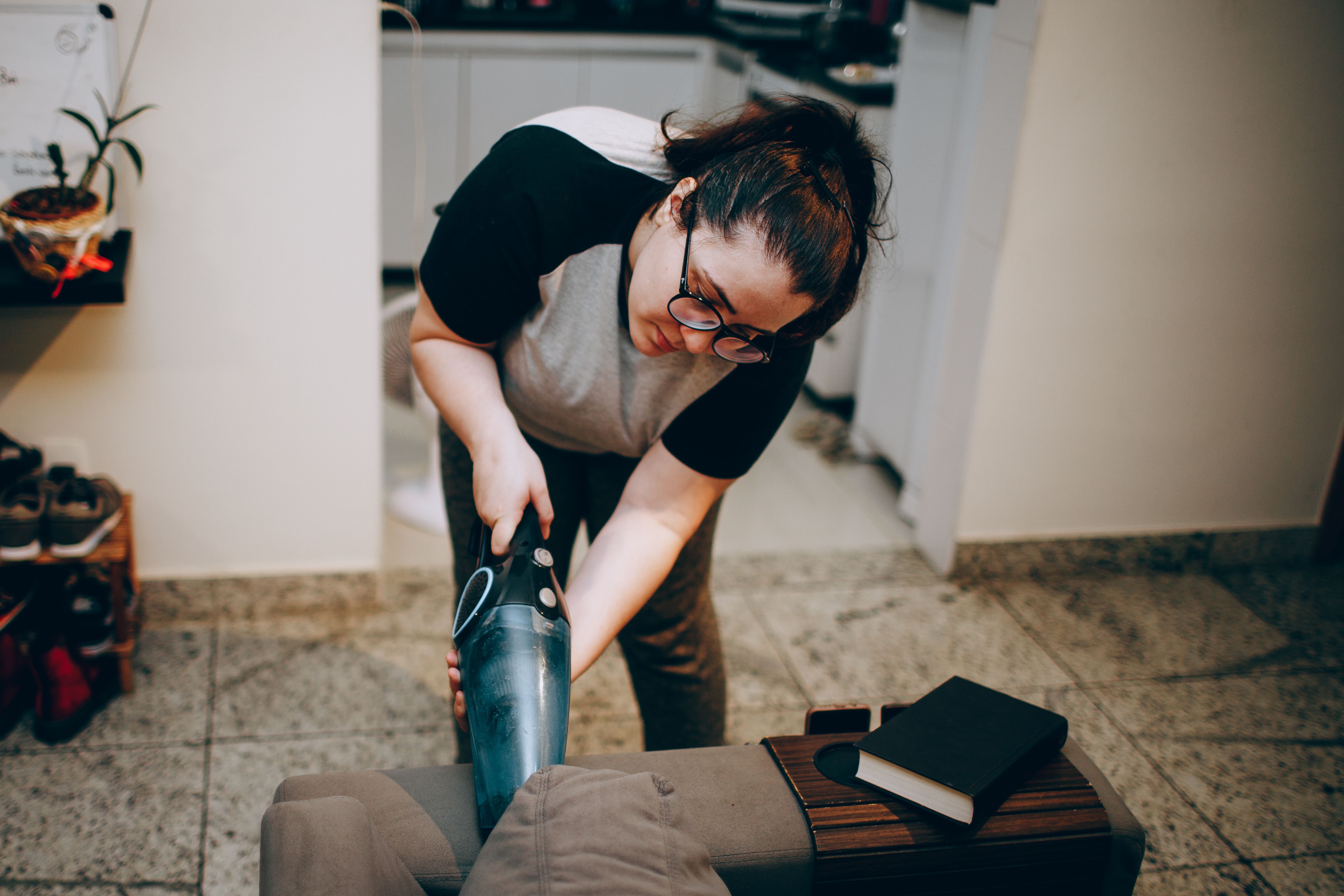 Woman cleaning a home