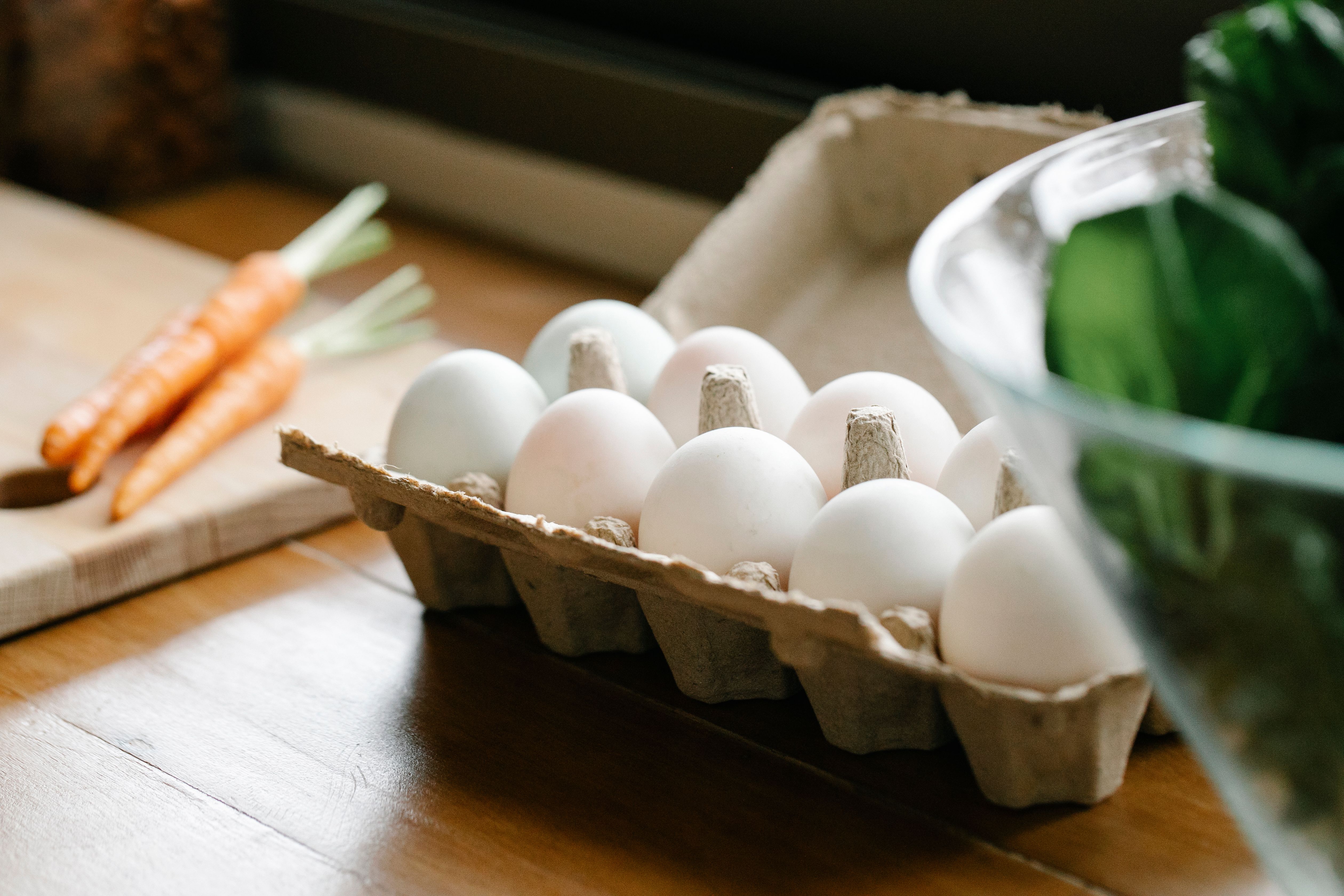 Eggs and vegetables prepared in a kitchen