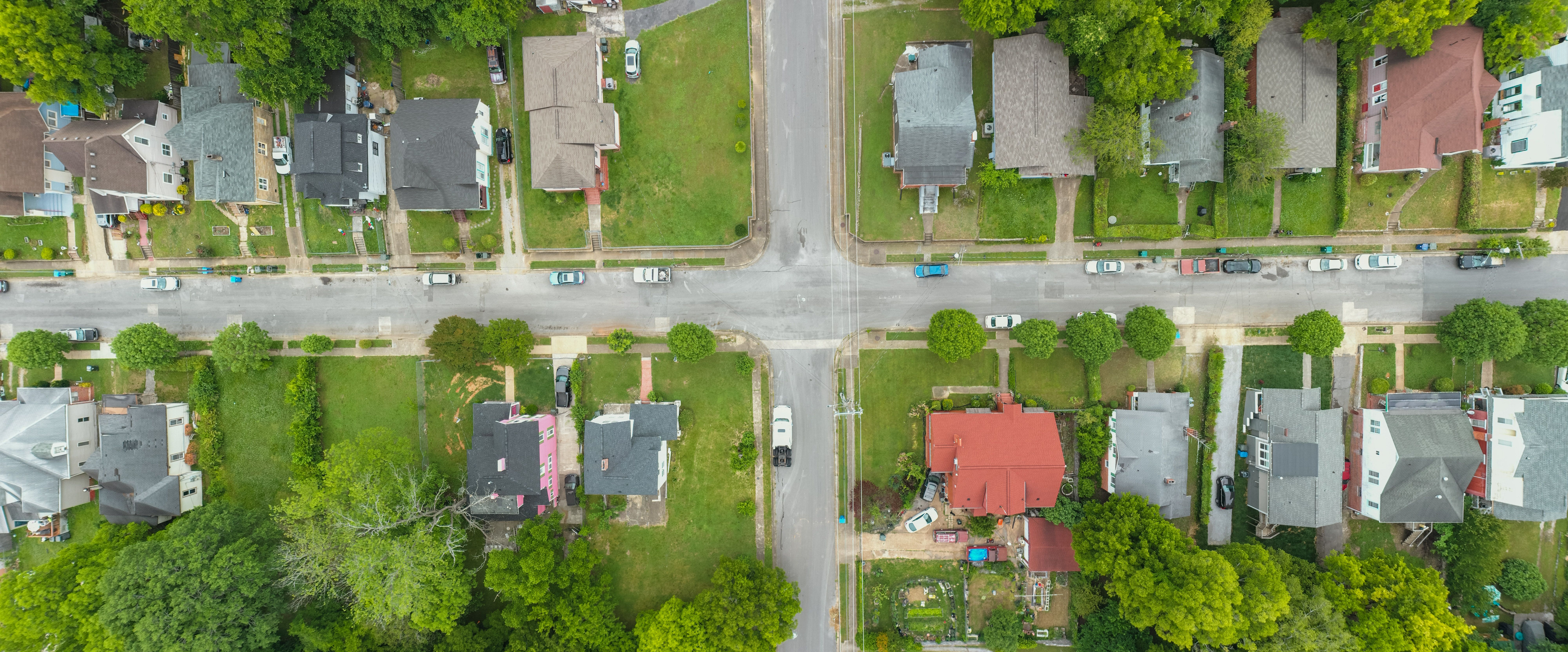 Aerial view of an ordinary neighborhood