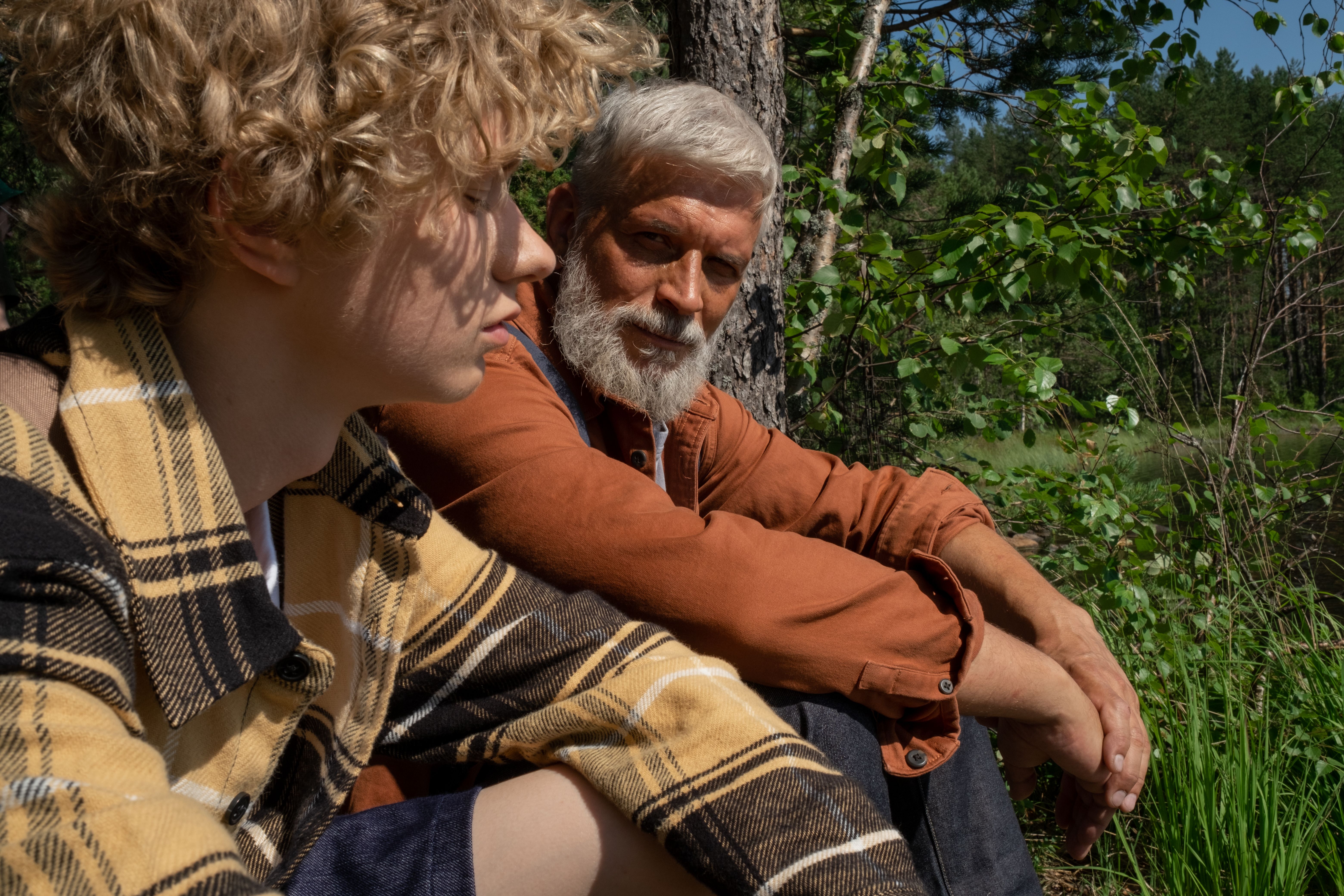 Two generations spending time together outdoors