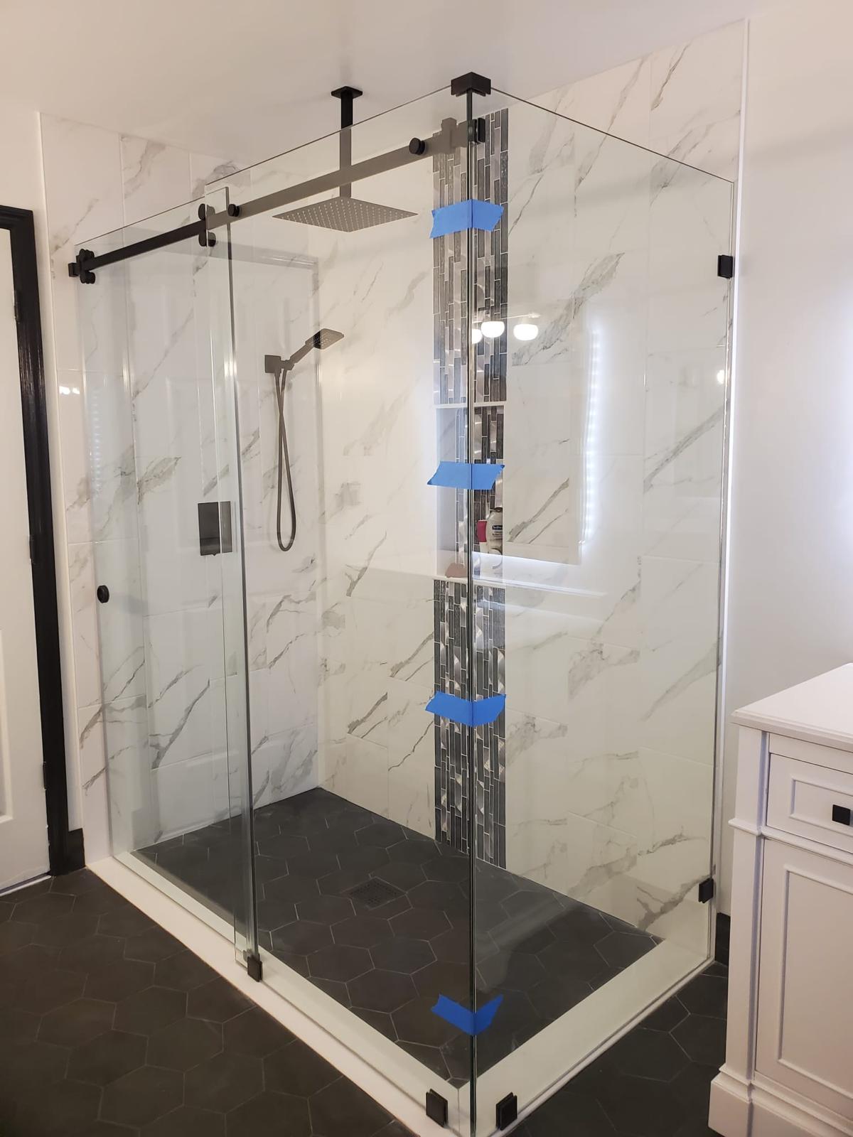 Custom tile walk-in shower