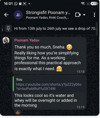 WhatsApp feedback from Poonam