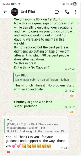 WhatsApp feedback from Urvi