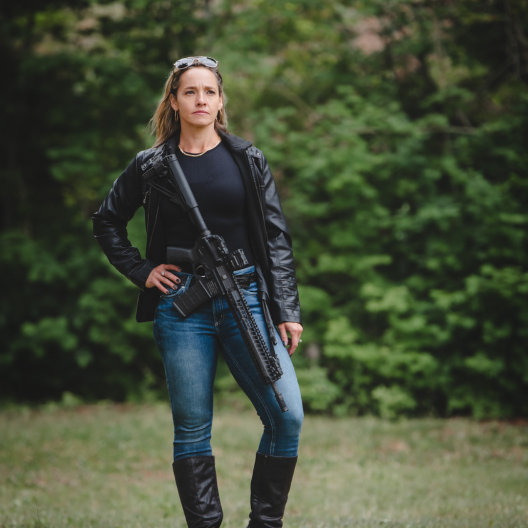 Armed confident trained woman