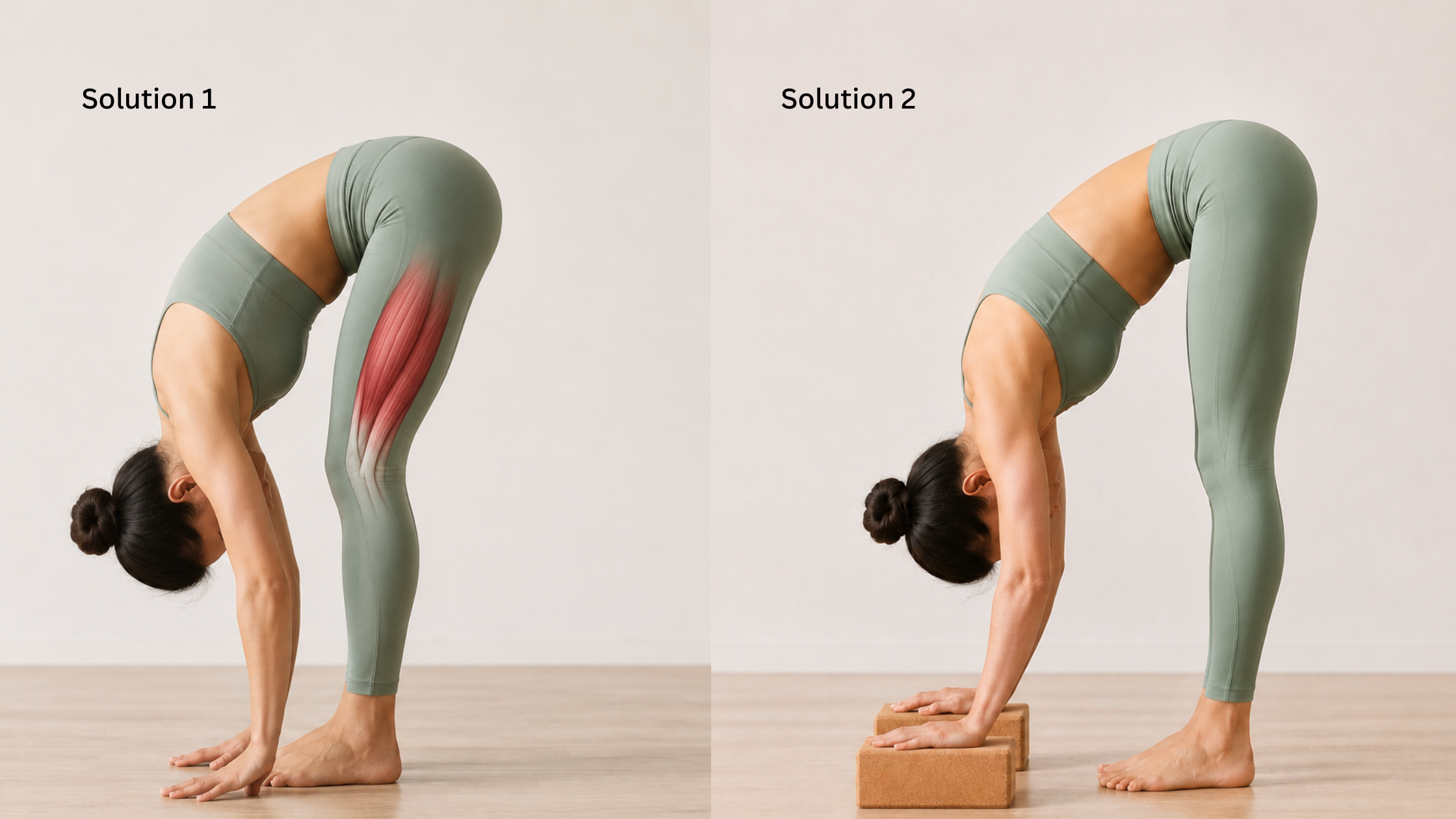 Solution for tight hamstring in Uttanasana