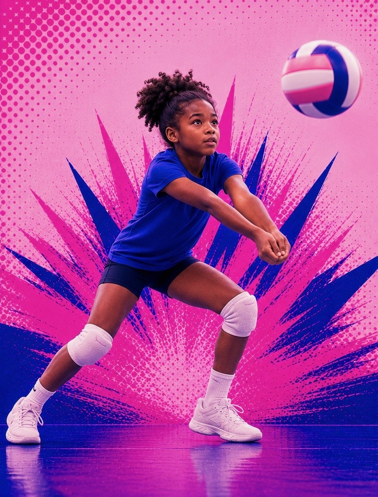 Girls playing at a BURST Volleyball, Inc. camp