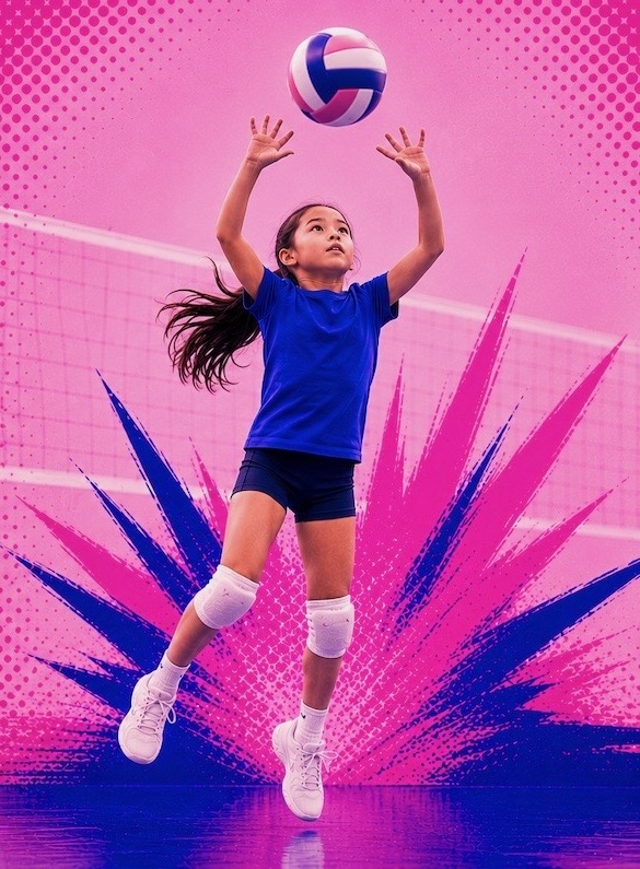 Girls playing at a BURST Volleyball, Inc. camp