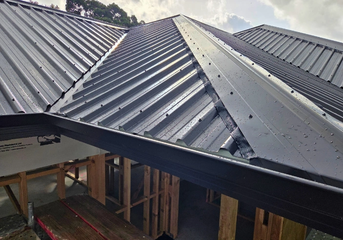 Residential roofing project using premium metal roofing materials